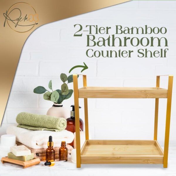 2-Tier Bamboo Bathroom Counter Shelf - Image 4