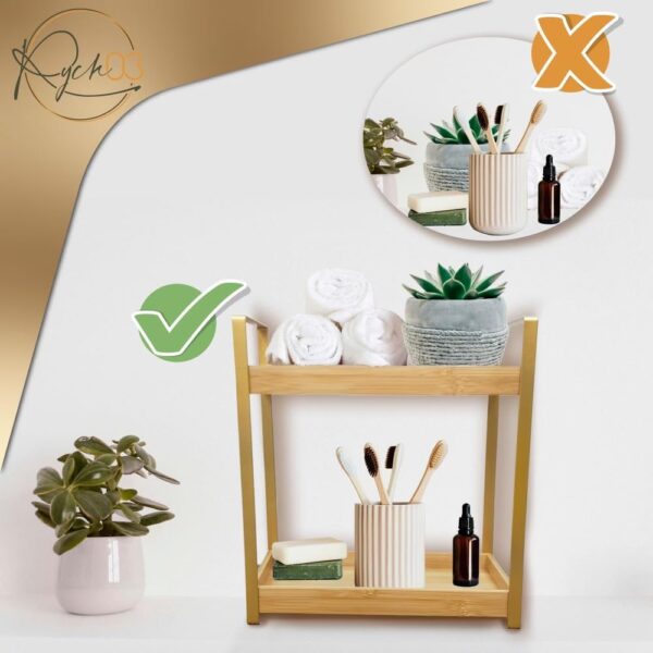 2-Tier Bamboo Bathroom Counter Shelf - Image 6